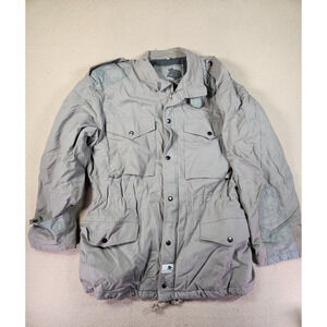 Le‎ Frog Jacket Mens Large L Button Up Full Zip Pockets Collared Overcoat Long